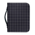 Navy Tattersall Pattern Print Leather Bible Cover