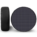 Navy Tattersall Pattern Print Leather Spare Tire Cover