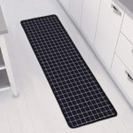 Navy Tattersall Pattern Print Long Kitchen Mat