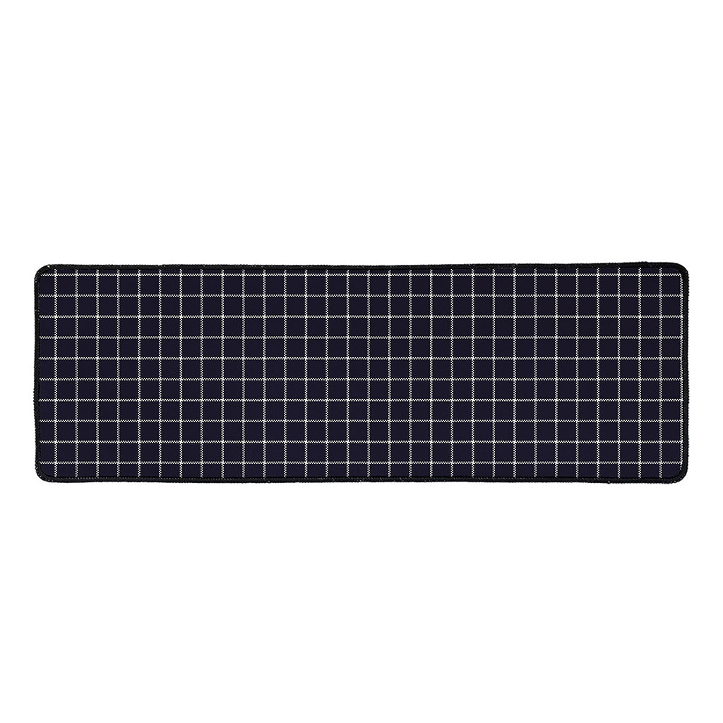 Navy Tattersall Pattern Print Long Kitchen Mat