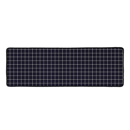 Navy Tattersall Pattern Print Long Kitchen Mat