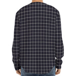 Navy Tattersall Pattern Print Long Sleeve Baseball Jersey