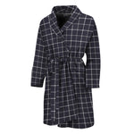 Navy Tattersall Pattern Print Men's Bathrobe
