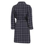 Navy Tattersall Pattern Print Men's Bathrobe