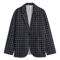 Navy Tattersall Pattern Print Men's Blazer