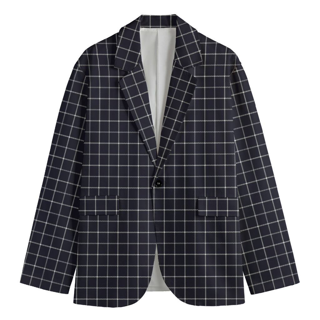 Navy Tattersall Pattern Print Men's Blazer