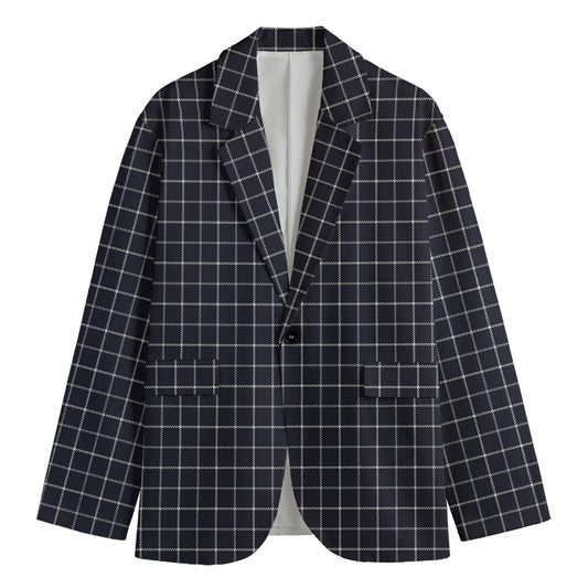 Navy Tattersall Pattern Print Men's Blazer