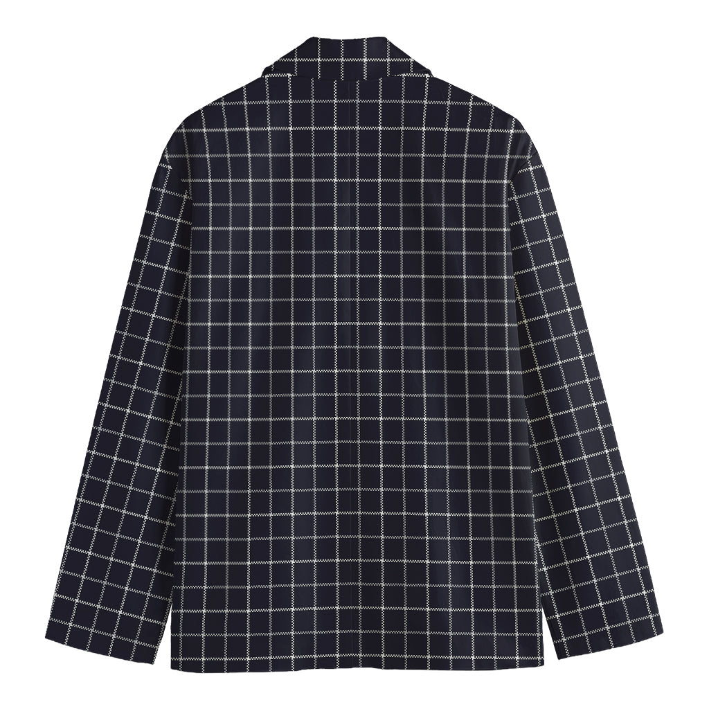 Navy Tattersall Pattern Print Men's Blazer