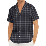 Navy Tattersall Pattern Print Men's Deep V-Neck Shirt