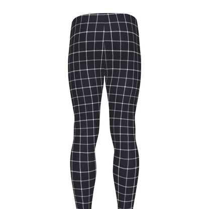 Navy Tattersall Pattern Print Men's leggings