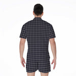 Navy Tattersall Pattern Print Men's Rompers