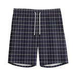 Navy Tattersall Pattern Print Men's Sports Shorts