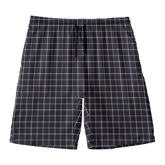 Navy Tattersall Pattern Print Men's Swim Trunks