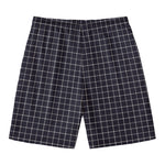 Navy Tattersall Pattern Print Men's Swim Trunks