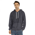 Navy Tattersall Pattern Print Men's Velvet Pullover Hoodie