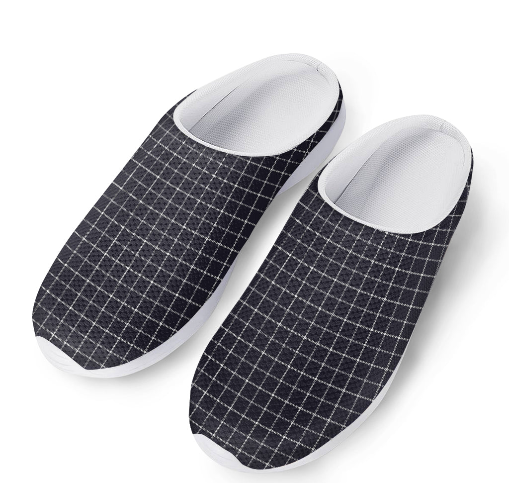 Navy Tattersall Pattern Print Mesh Casual Shoes