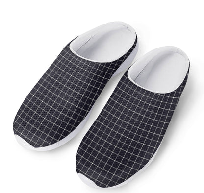 Navy Tattersall Pattern Print Mesh Casual Shoes