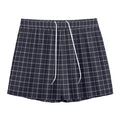 Navy Tattersall Pattern Print Mesh Shorts