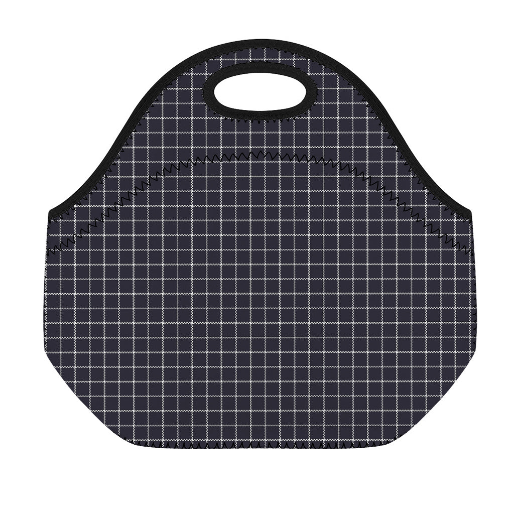Navy Tattersall Pattern Print Neoprene Lunch Bag