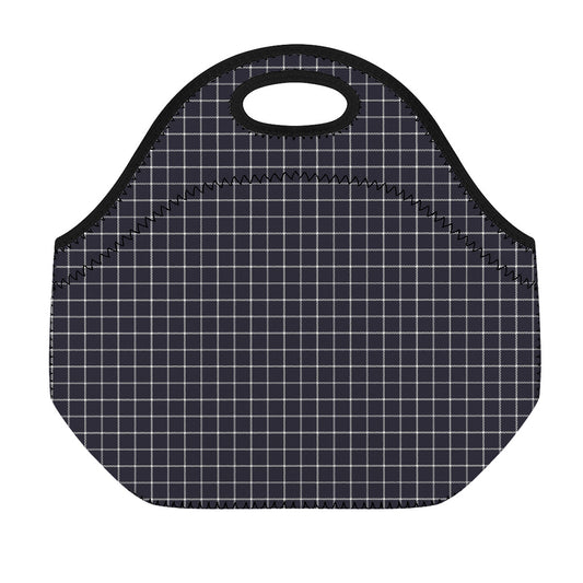 Navy Tattersall Pattern Print Neoprene Lunch Bag