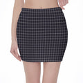 Navy Tattersall Pattern Print Pencil Mini Skirt