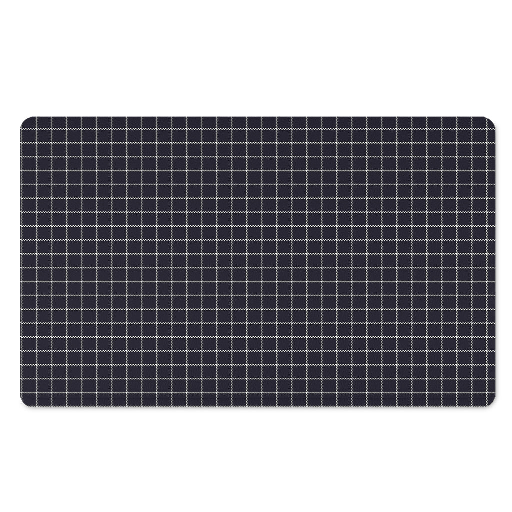 Navy Tattersall Pattern Print Polyester Doormat