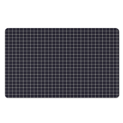 Navy Tattersall Pattern Print Polyester Doormat