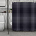 Navy Tattersall Pattern Print Polyester Shower Curtain