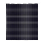 Navy Tattersall Pattern Print Polyester Shower Curtain