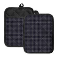 Navy Tattersall Pattern Print Pot Holders With Pocket