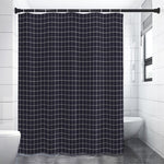 Navy Tattersall Pattern Print Premium Shower Curtain
