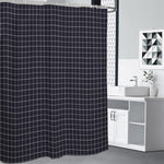 Navy Tattersall Pattern Print Premium Shower Curtain