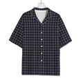 Navy Tattersall Pattern Print Rayon Hawaiian Shirt