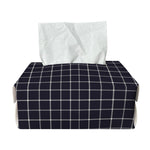 Navy Tattersall Pattern Print Rectangle Tissue Box Cover