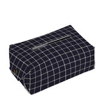 Navy Tattersall Pattern Print Rectangle Tissue Box Cover