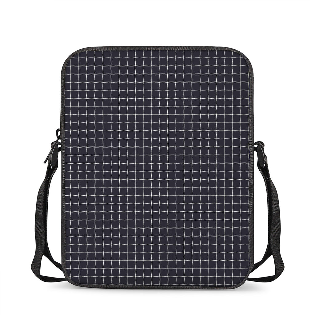 Navy Tattersall Pattern Print Rectangular Crossbody Bag