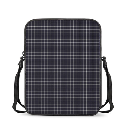 Navy Tattersall Pattern Print Rectangular Crossbody Bag
