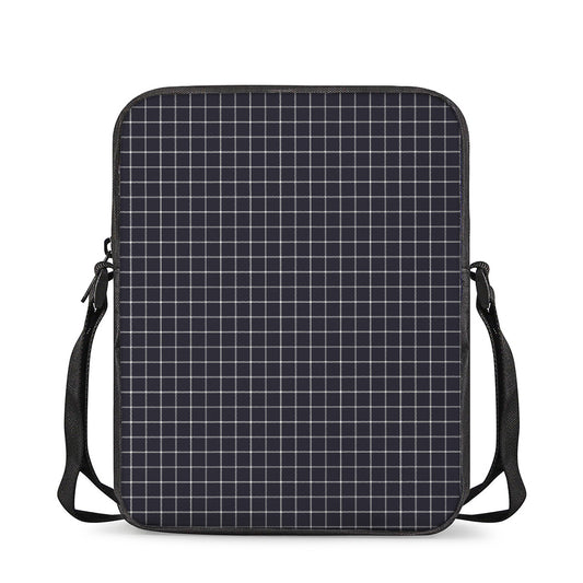 Navy Tattersall Pattern Print Rectangular Crossbody Bag