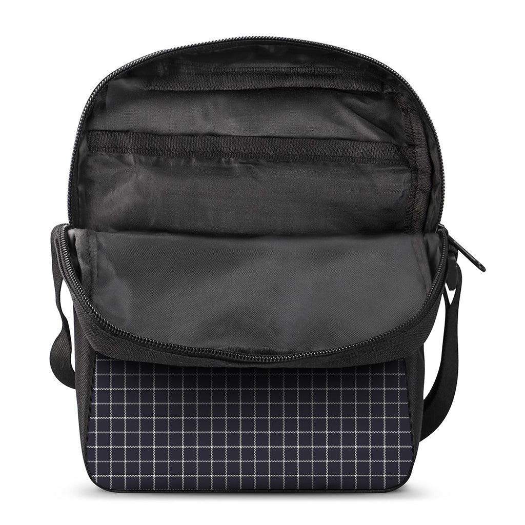 Navy Tattersall Pattern Print Rectangular Crossbody Bag