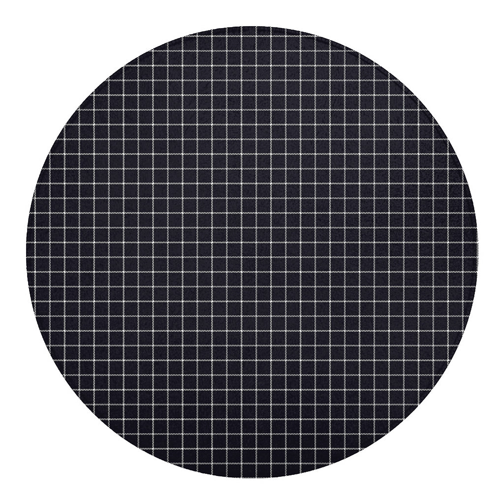 Navy Tattersall Pattern Print Round Blanket