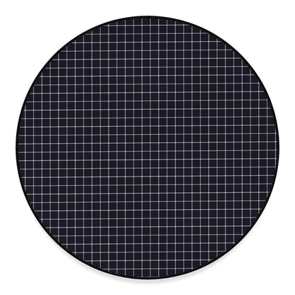 Navy Tattersall Pattern Print Round Floor Mat
