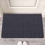 Navy Tattersall Pattern Print Rubber Doormat