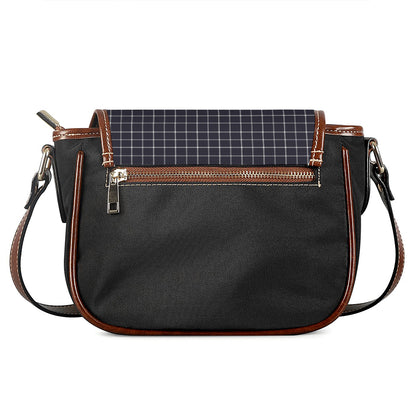 Navy Tattersall Pattern Print Saddle Bag