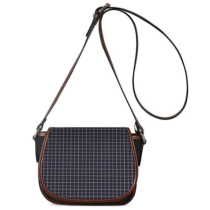 Navy Tattersall Pattern Print Saddle Bag
