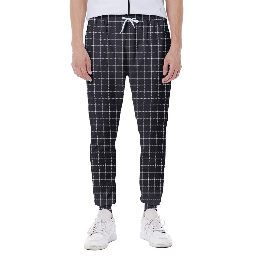 Navy Tattersall Pattern Print Scuba Joggers