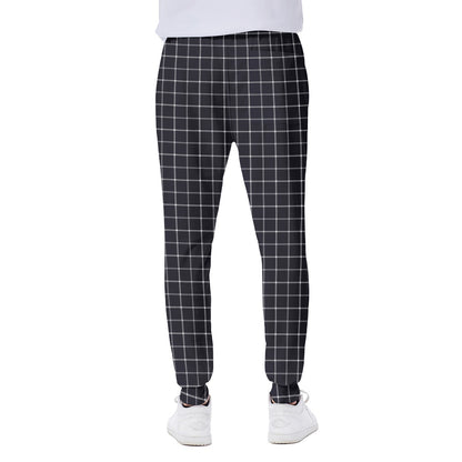 Navy Tattersall Pattern Print Scuba Joggers