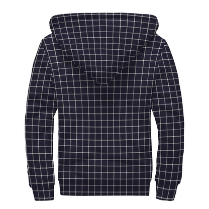 Navy Tattersall Pattern Print Sherpa Lined Zip Up Hoodie