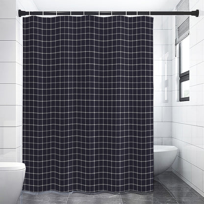 Navy Tattersall Pattern Print Shower Curtain