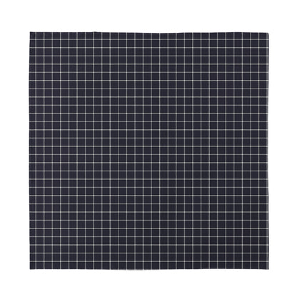 Navy Tattersall Pattern Print Silk Bandana