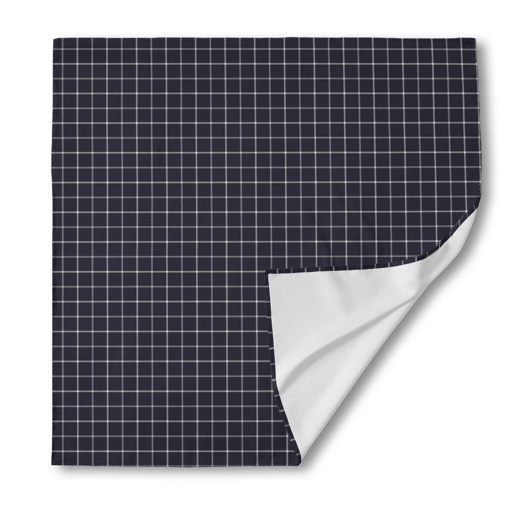 Navy Tattersall Pattern Print Silk Bandana